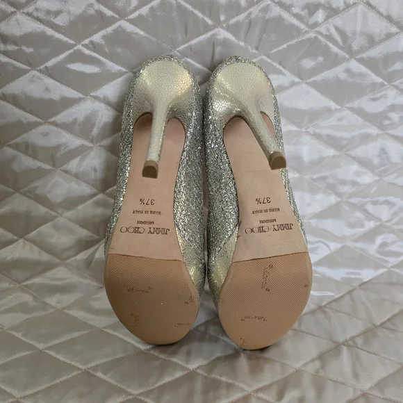 Jimmy Choo Gold Glitter Platform Pumps - Women's - Picture 5 of 6